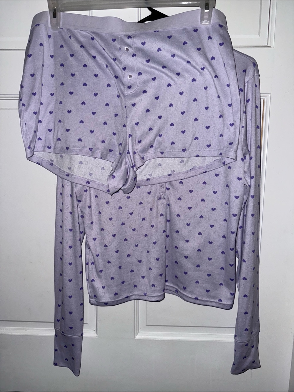No Boundaries Lavender Heart Print Pajama Set